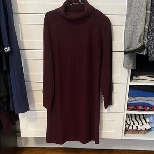 Ann Taylor Factory Maroon Long Sleeve Dress